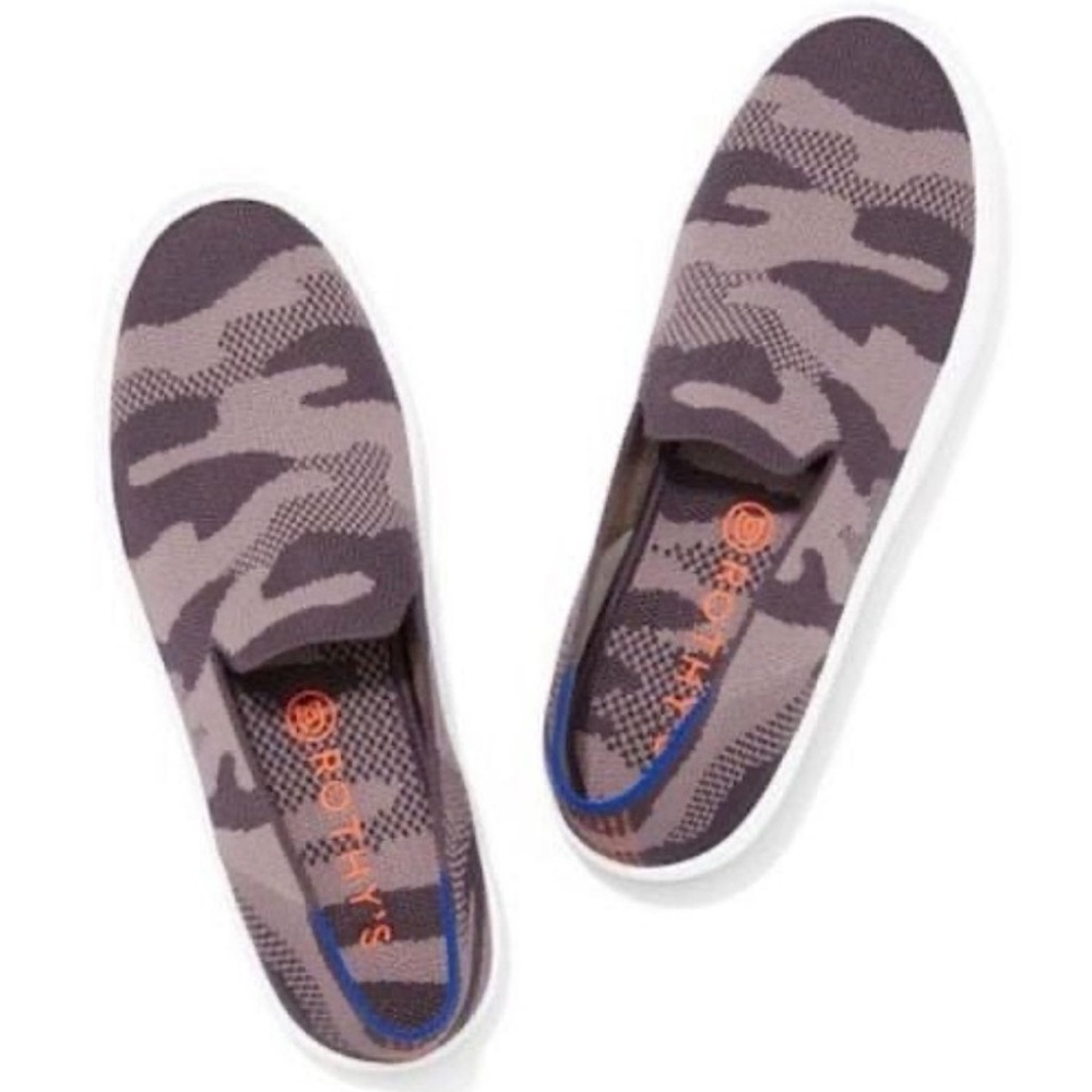 Rothys Camo Slip On Sneakers Taupe Shoes Size 9.5 Women’s Camouflage Shoes boho